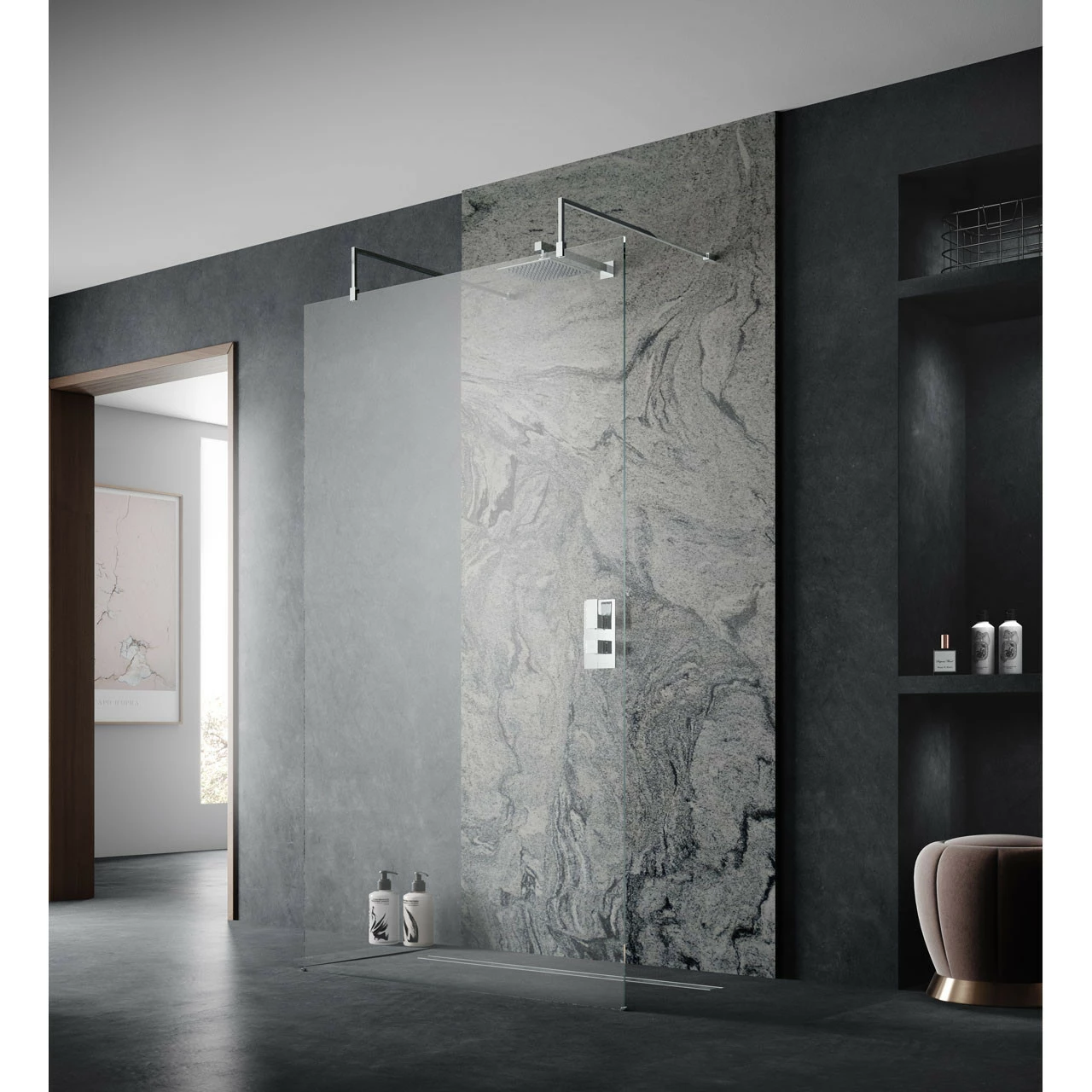Hudson Reed 1000mm Wetroom Screen With Chrome Support Arms And H Feet - GPAF10 3 Hudson Reed 1000mm Wetroom Screen With Chrome Support Arms And H Feet - GPAF10