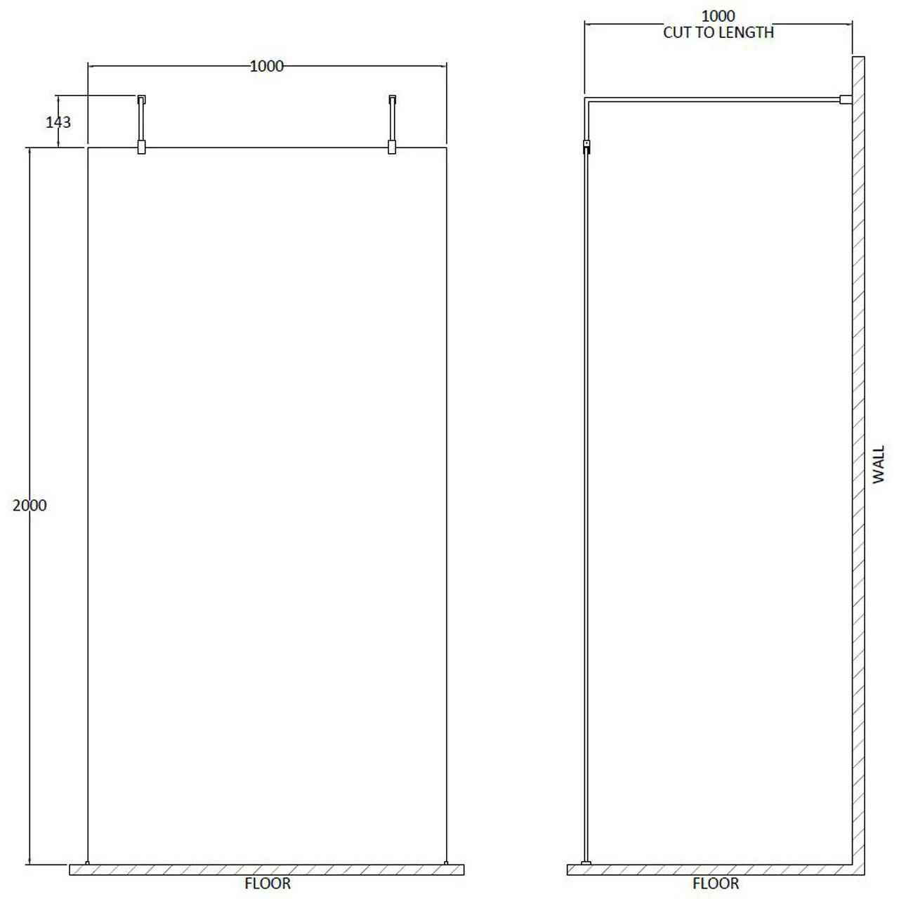 Hudson Reed 1000mm Wetroom Screen With Chrome Support Arms And H Feet - GPAF10 4 Hudson Reed 1000mm Wetroom Screen With Chrome Support Arms And H Feet - GPAF10 - Image 2