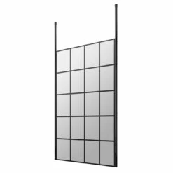 Hudson Reed 1000mm X 1950mm Black Framed Wetroom Screen With Ceiling Posts - BFCP10