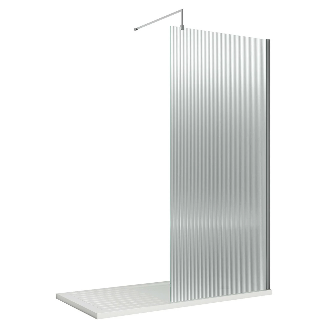Hudson Reed 1000mm X 1950mm Chrome Fluted Wetroom Screen With Support Bar - WRFL19510 4 Hudson Reed 1000mm X 1950mm Chrome Fluted Wetroom Screen With Support Bar - WRFL19510 - Image 2