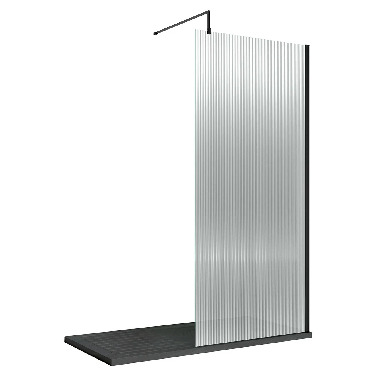 Hudson Reed 1000mm X 1950mm Matt Black Fluted Wetroom Screen With Support Bar - WRFL19510BP 4 Hudson Reed 1000mm X 1950mm Matt Black Fluted Wetroom Screen With Support Bar - WRFL19510BP - Image 2