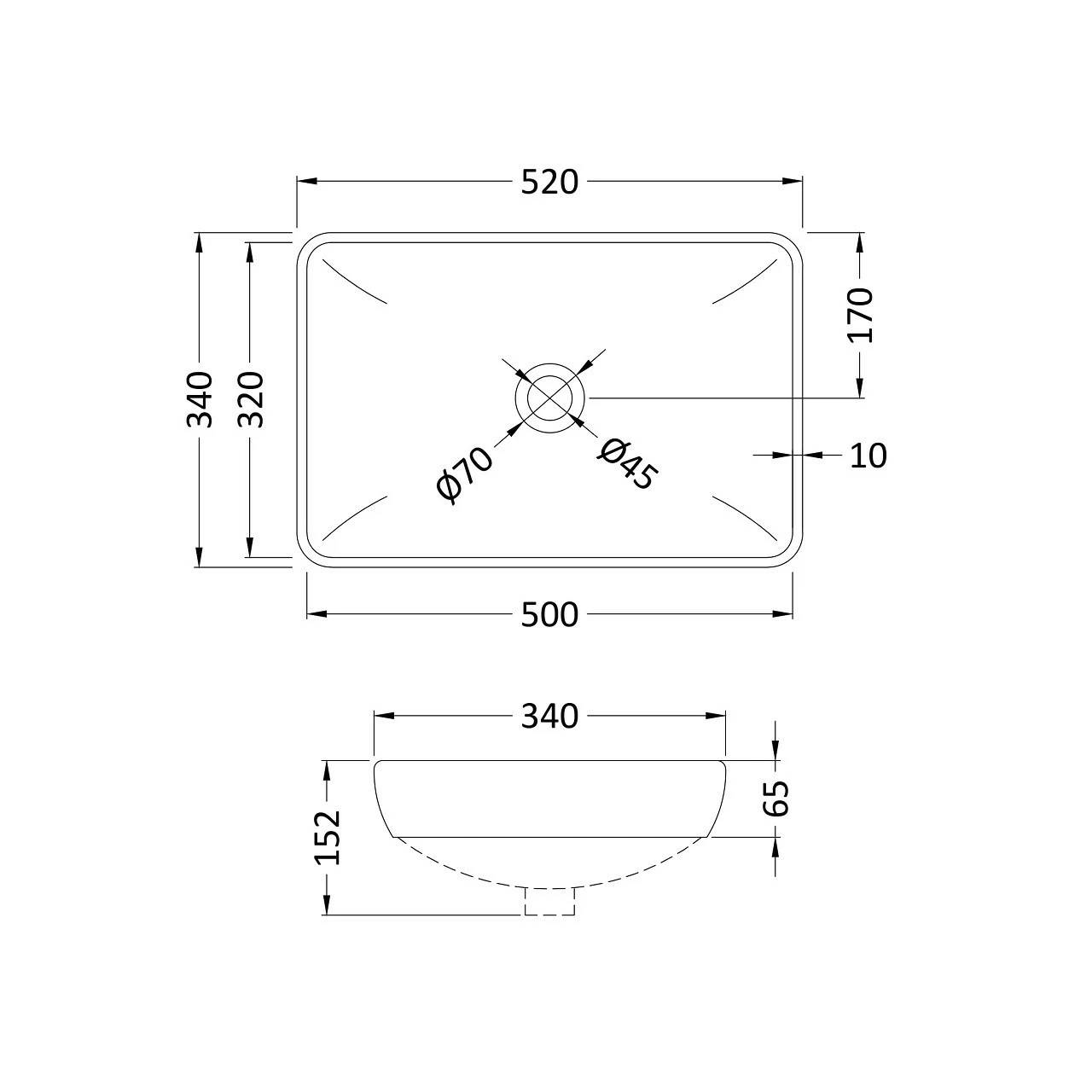 Hudson Reed 520mm X 340mm Counter Top Basin - NBV181 5 Hudson Reed 520mm X 340mm Counter Top Basin - NBV181 - Image 3