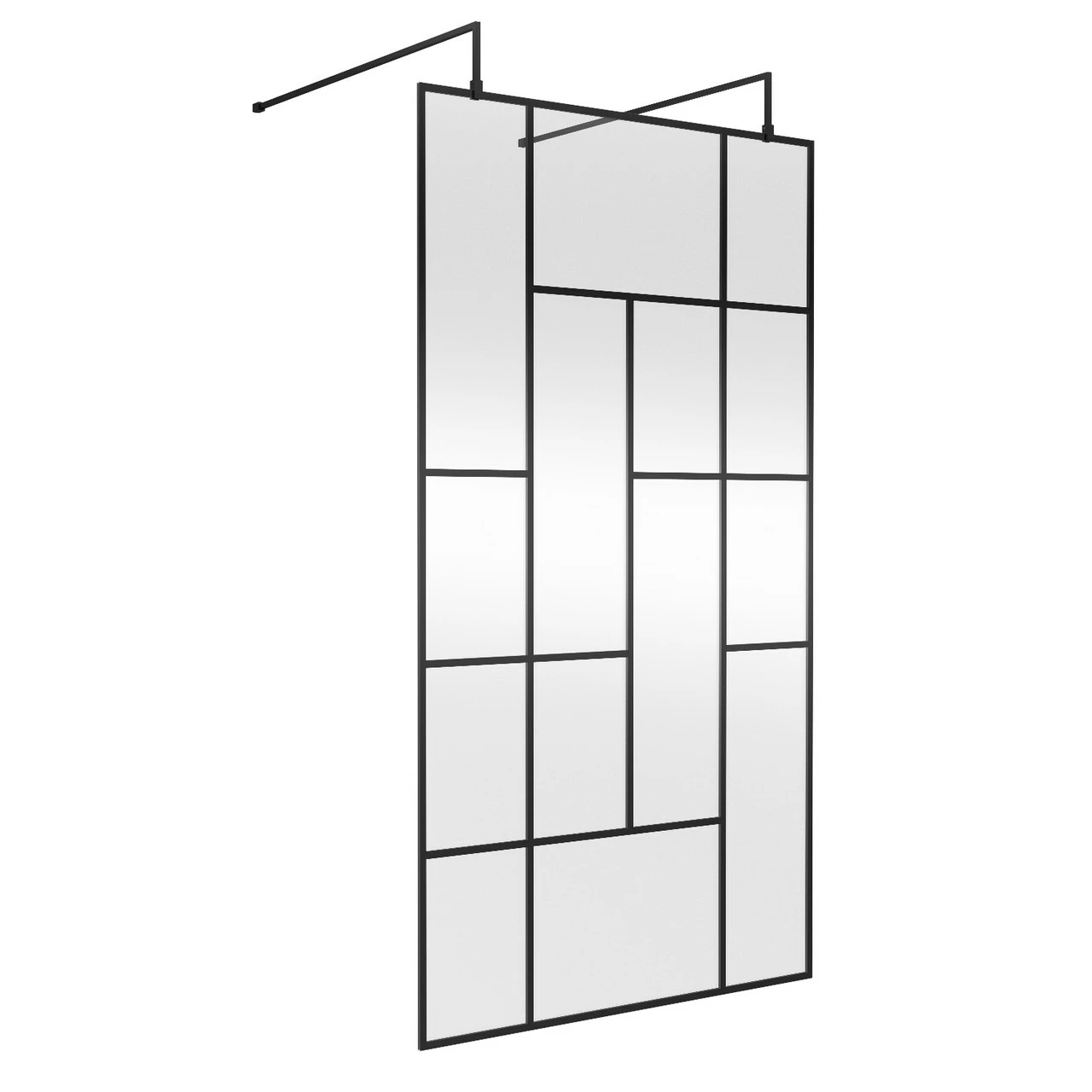 Hudson Reed Abstract 1100mm X 1950mm Matt Black Wetroom Screen With Support Bars And Feet - BFAFB11 3 Hudson Reed Abstract 1100mm X 1950mm Matt Black Wetroom Screen With Support Bars And Feet - BFAFB11