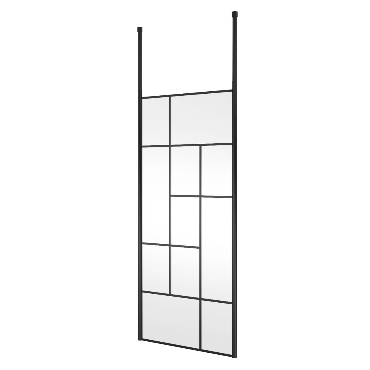 Hudson Reed Abstract 900mm X 1950mm Matt Black Wetroom Screen With Ceiling Posts - BFCPB090