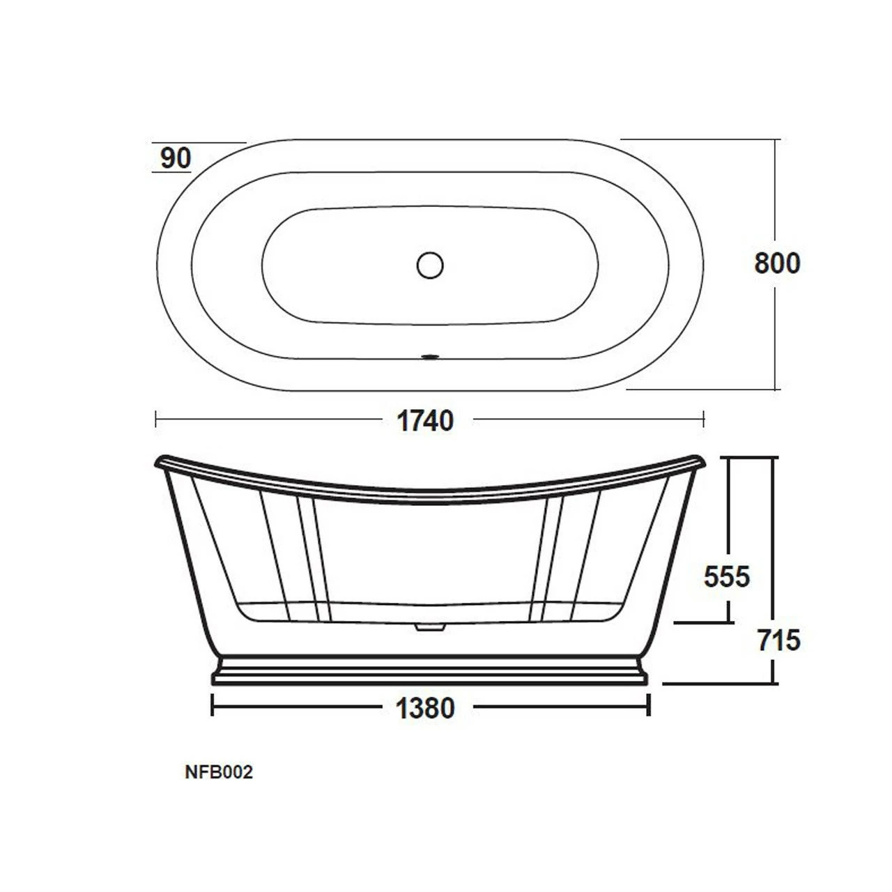 Hudson Reed Alice Double Ended Slipper Skirt Freestanding Bath - NFB002 6 Hudson Reed Alice Double Ended Slipper Skirt Freestanding Bath - NFB002 - Image 4