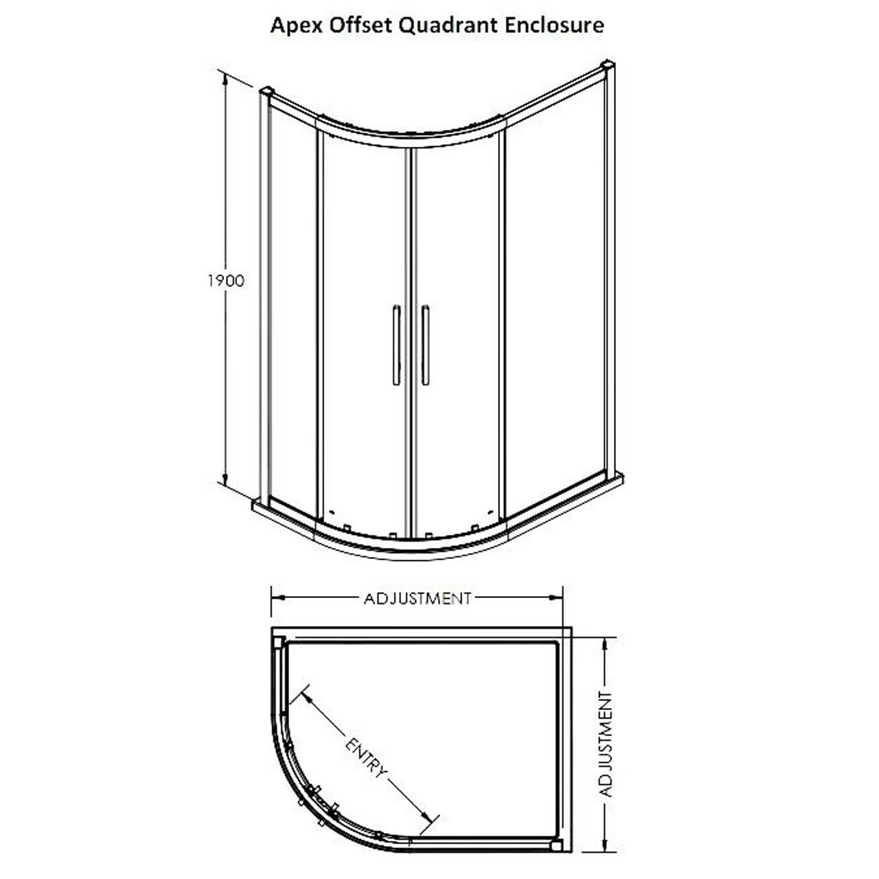 Hudson Reed Apex 1200mm X 800mm Double Door Offset Quadrant Shower Enclosure - M1290Q-E8 6 Hudson Reed Apex 1200mm X 800mm Double Door Offset Quadrant Shower Enclosure - M1290Q-E8 - Image 4