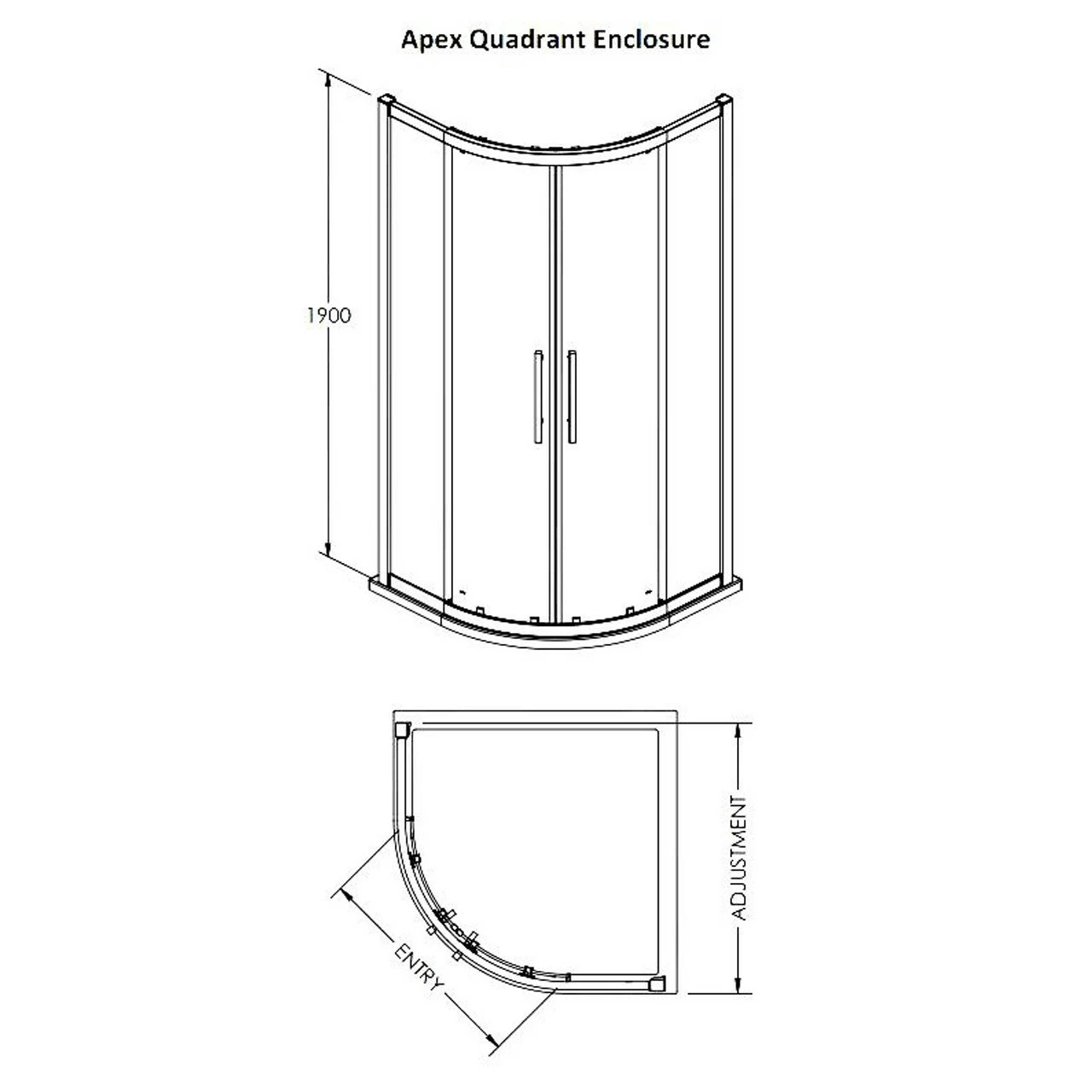 Hudson Reed Apex 800mm Double Door Quadrant Shower Enclosure - M800Q-E8 6 Hudson Reed Apex 800mm Double Door Quadrant Shower Enclosure - M800Q-E8 - Image 4