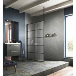 Hudson Reed Black Wetroom Screen Ceiling Post - WRSF006