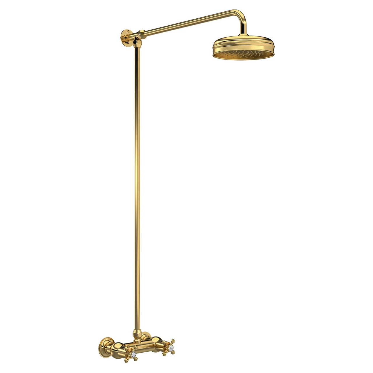 Hudson Reed Brushed Brass Traditional Thermostatic Shower Valve And Rigid Riser Kit - A8118 3 Hudson Reed Brushed Brass Traditional Thermostatic Shower Valve And Rigid Riser Kit - A8118