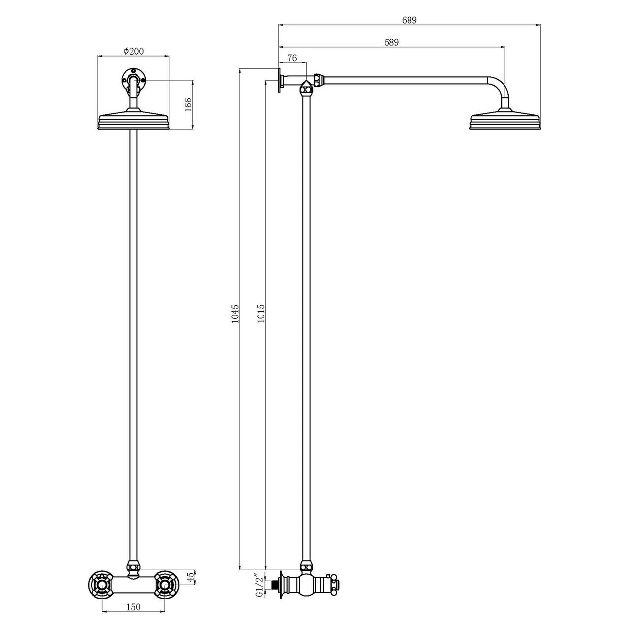 Hudson Reed Brushed Brass Traditional Thermostatic Shower Valve And Rigid Riser Kit - A8118 4 Hudson Reed Brushed Brass Traditional Thermostatic Shower Valve And Rigid Riser Kit - A8118 - Image 2