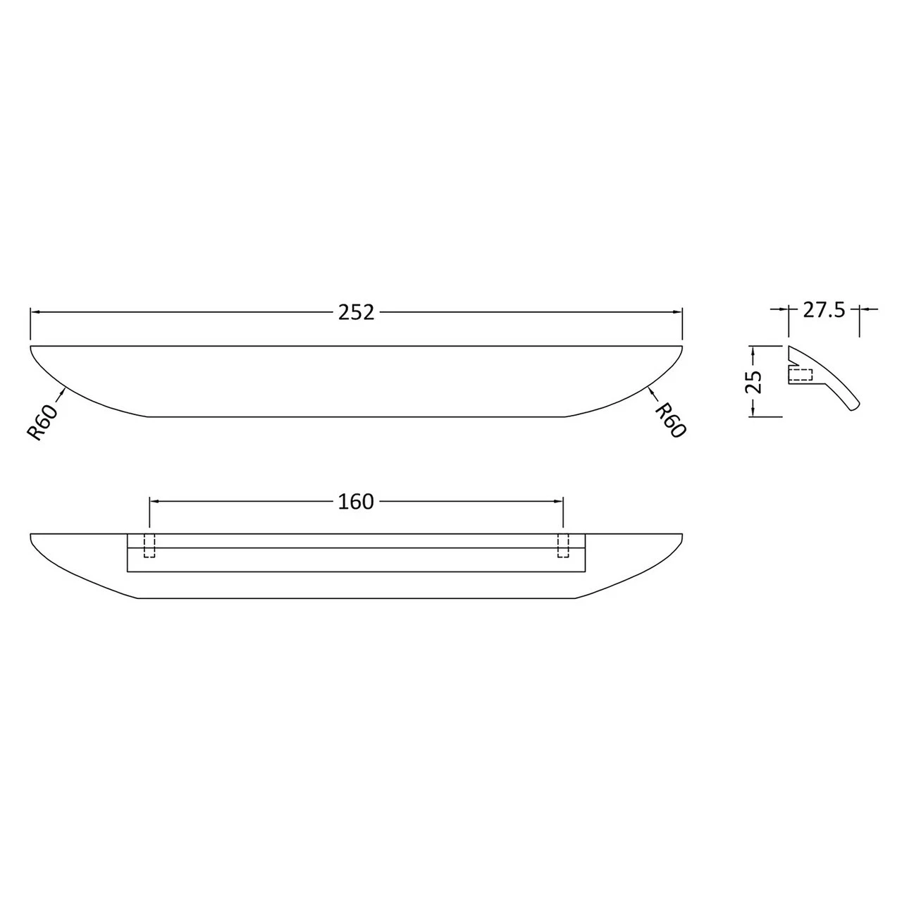 Hudson Reed Chrome 160mm Finger Pull Handle - H109 4 Hudson Reed Chrome 160mm Finger Pull Handle - H109 - Image 2