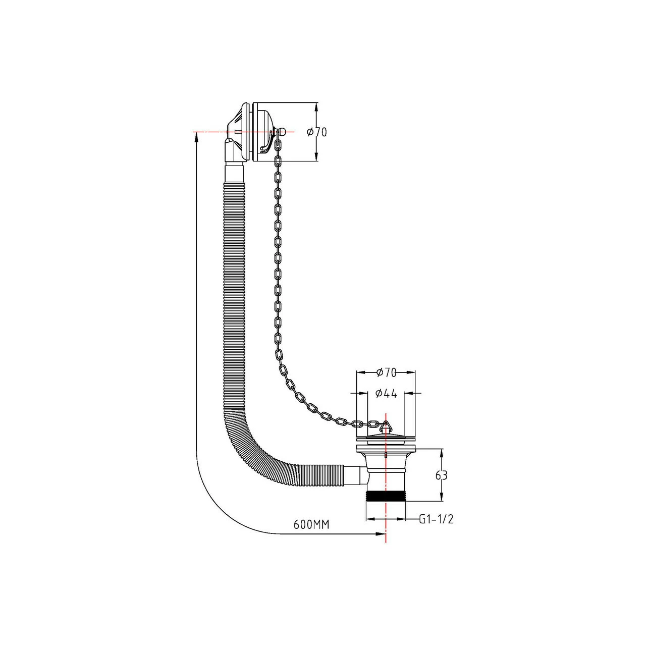 Hudson Reed Classic Concealed Bath Waste And Overflow - EA384 4 Hudson Reed Classic Concealed Bath Waste And Overflow - EA384 - Image 2