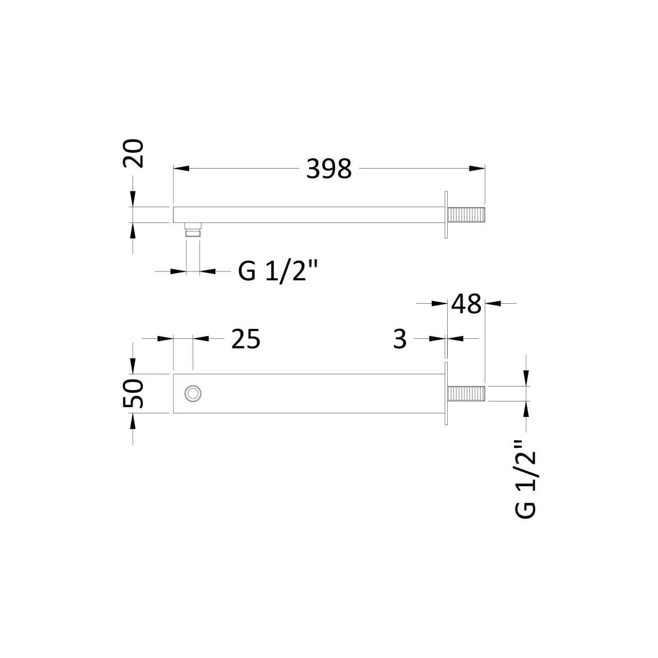 Hudson Reed Large Rectangular Shower Arm - ARM12 4 Hudson Reed Large Rectangular Shower Arm - ARM12 - Image 2