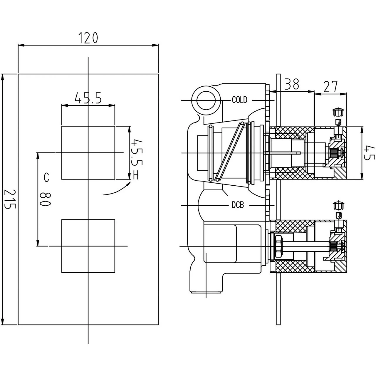 Hudson Reed Lennox Square Thermostatic Valve - SQR3210 6 Hudson Reed Lennox Square Thermostatic Valve - SQR3210 - Image 4