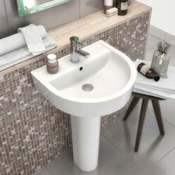 Hudson Reed Luna 420mm Basin With 1 Tap Hole And Semi Pedestal - CMA004 -Bathroom Products Sales Store hudson reed luna 420mm basin with 1 tap hole and semi pedestal cma004 two 84073.1652443131