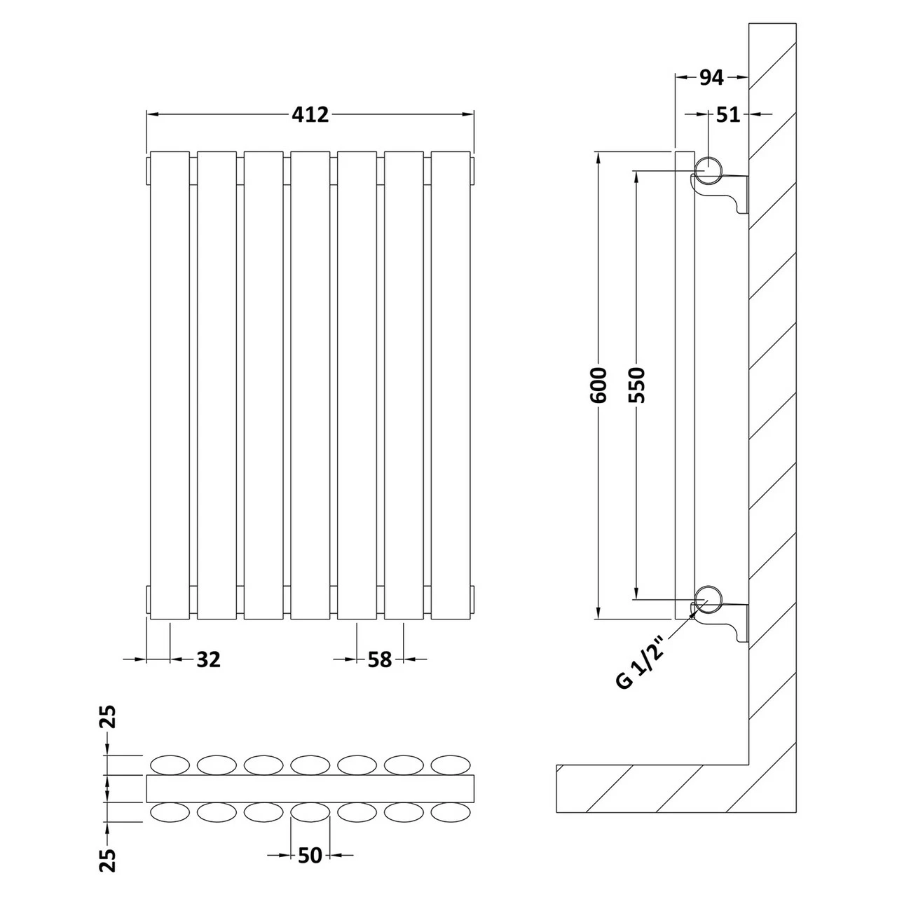 Hudson Reed Revive Double Panel Radiator 600mm X 412mm - HL337D 4 Hudson Reed Revive Double Panel Radiator 600mm X 412mm - HL337D - Image 2
