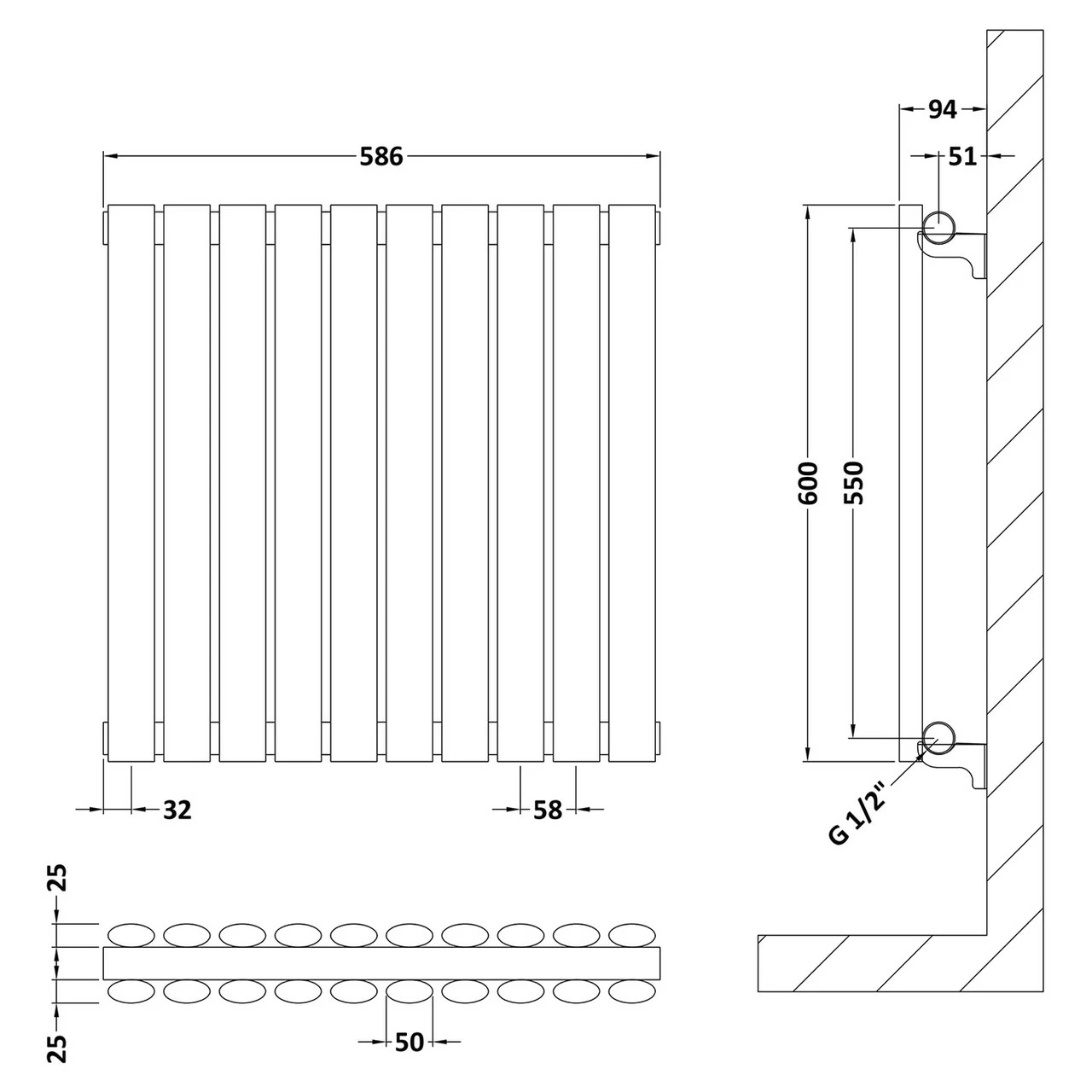 Hudson Reed Revive Double Panel Radiator 600mm X 586mm - HL338D - Image 2