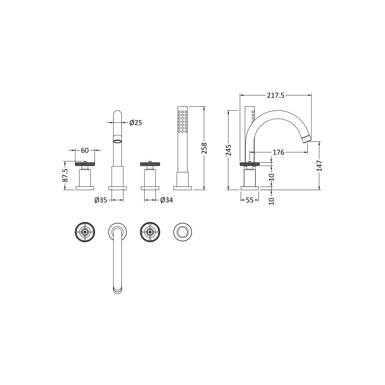 Hudson Reed Revolution Chrome 4 Tap Hole Basin Mixer Tap - TIW334 4 Hudson Reed Revolution Chrome 4 Tap Hole Basin Mixer Tap - TIW334 - Image 2