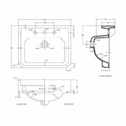 Hudson Reed Richmond 560mm Basin With 3 Tap Holes - NCS884B -Bathroom Products Sales Store hudson reed richmond 560mm basin with 3 tap holes ncs884b two 29573.1652443536