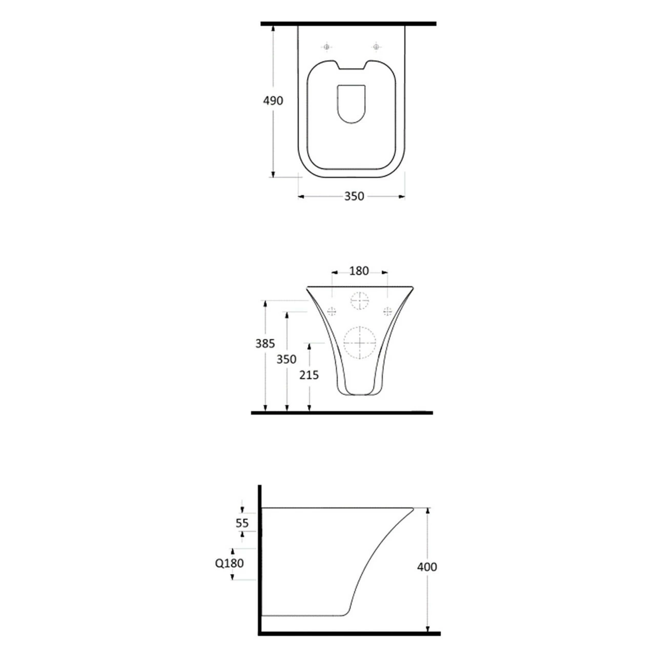 Hudson Reed Rimless Wall Hung Toilet Pan With Quick Release Soft Close Toilet Seat - NCT140 8 Hudson Reed Rimless Wall Hung Toilet Pan With Quick Release Soft Close Toilet Seat - NCT140 - Image 6