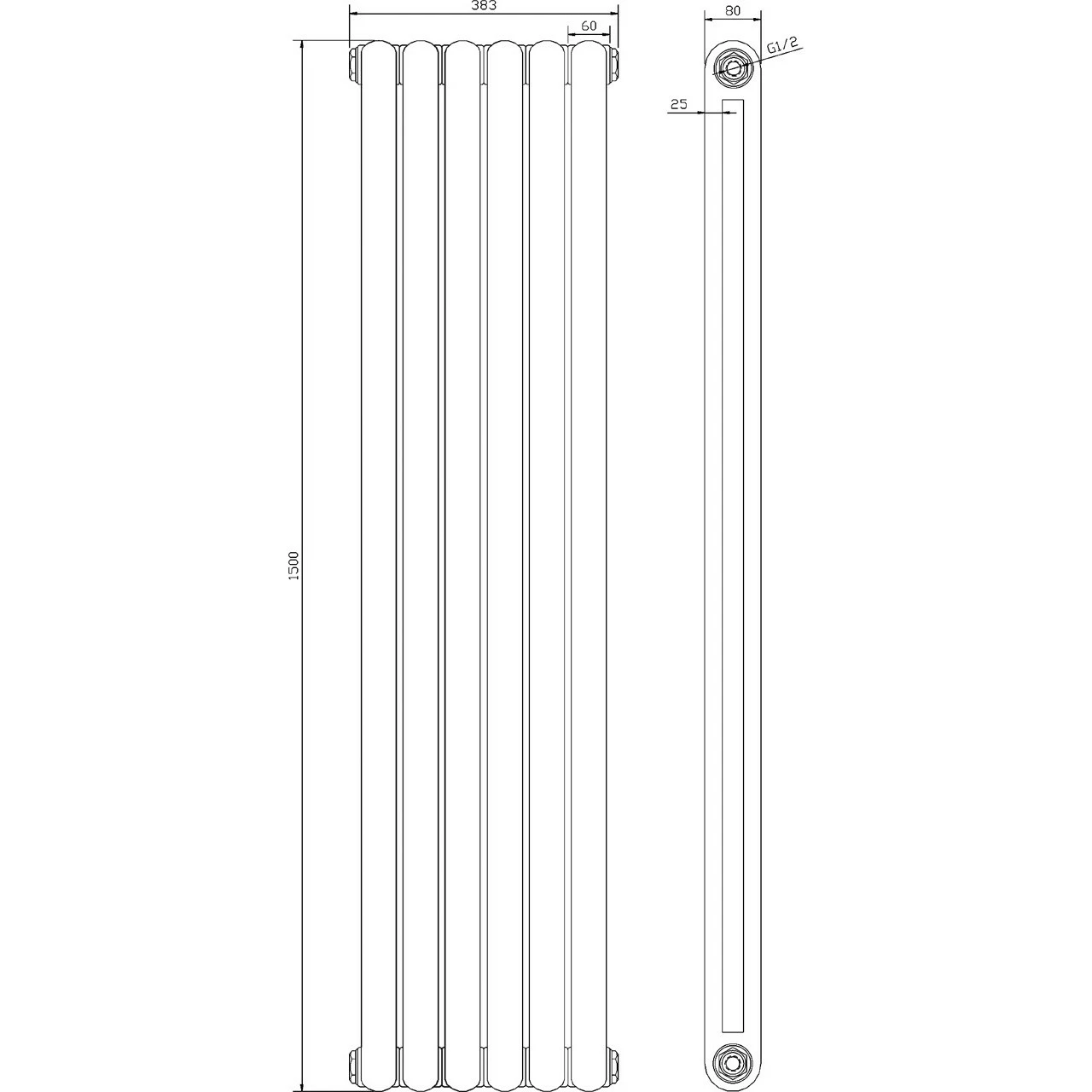 Hudson Reed Salvia Radiator 1500mm X 383mm - HSA002 5 Hudson Reed Salvia Radiator 1500mm X 383mm - HSA002 - Image 3