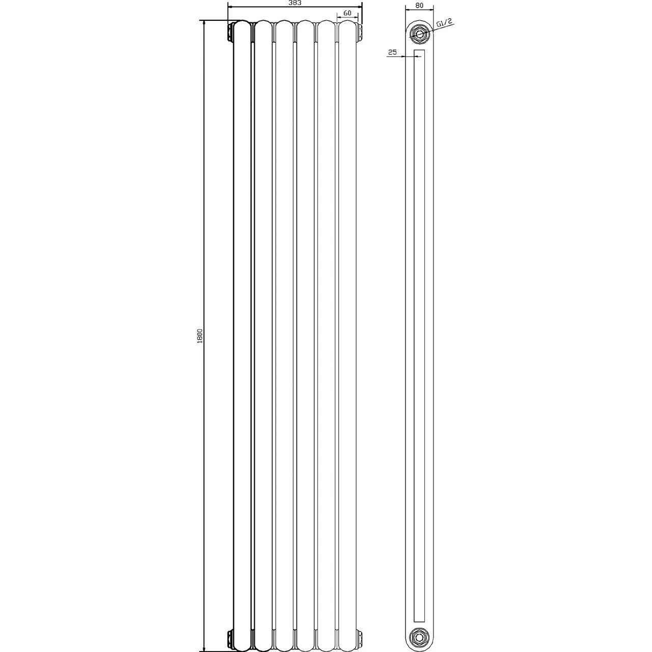 Hudson Reed Salvia Radiator 1800mm X 383mm - HSA005 6 Hudson Reed Salvia Radiator 1800mm X 383mm - HSA005 - Image 4