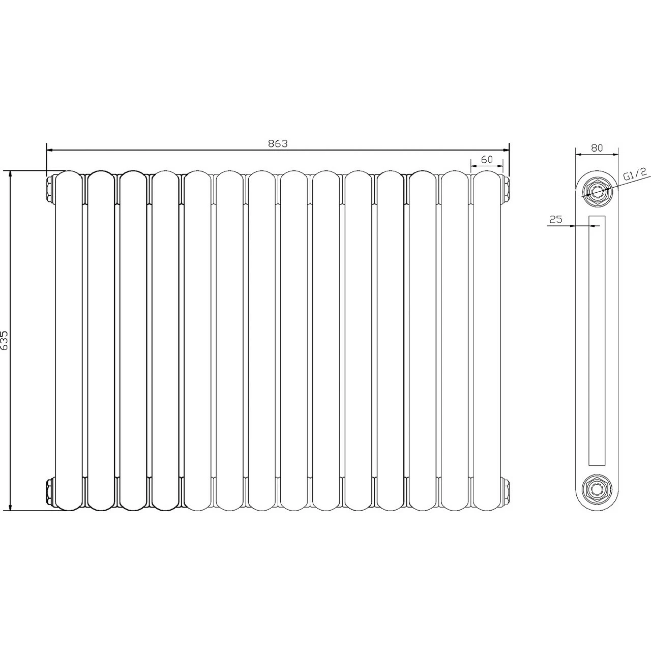 Hudson Reed Salvia Radiator 635mm X 863mm - HSA004 5 Hudson Reed Salvia Radiator 635mm X 863mm - HSA004 - Image 3