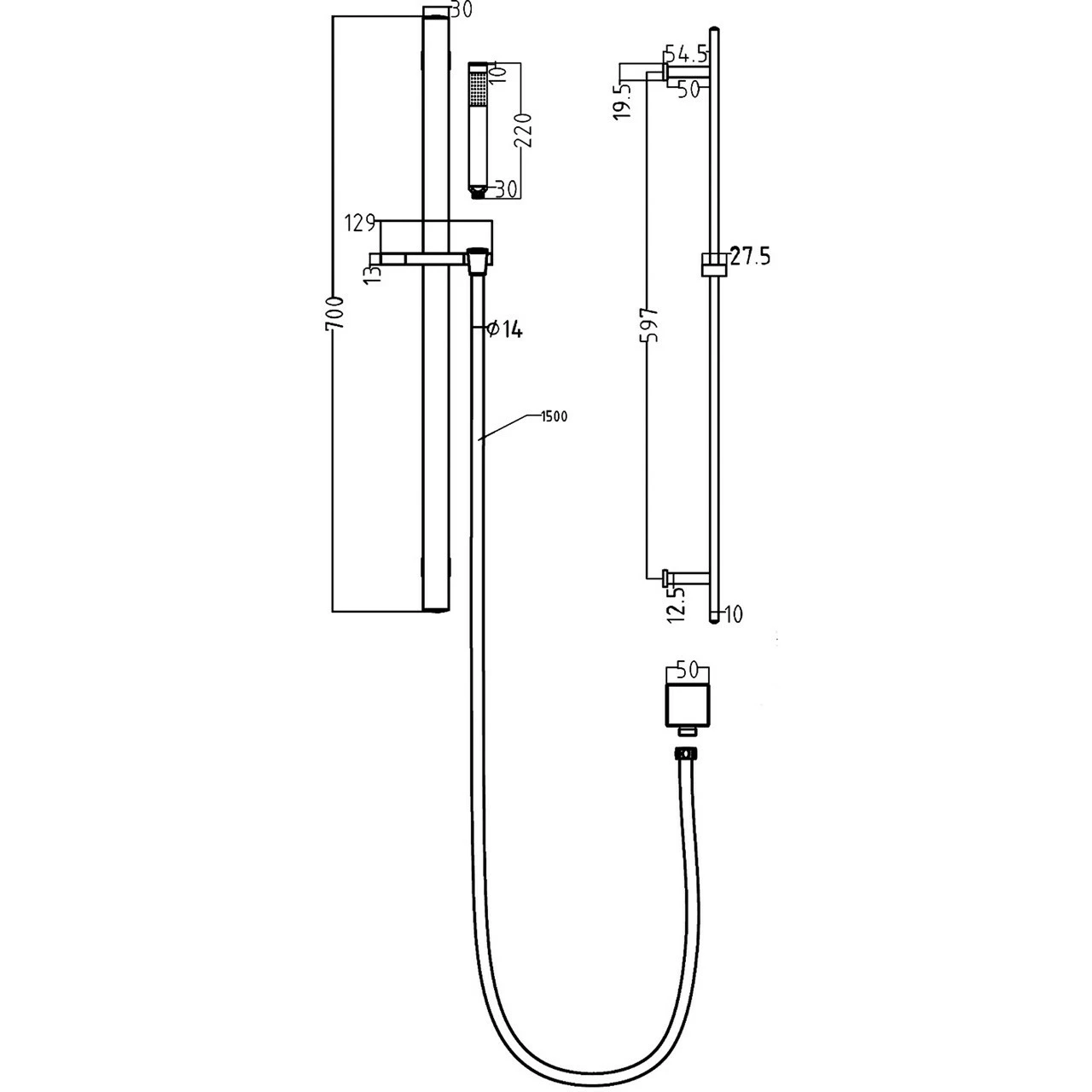 Hudson Reed Sheer Rectangular Slider Rail Kit - A3167 5 Hudson Reed Sheer Rectangular Slider Rail Kit - A3167 - Image 3