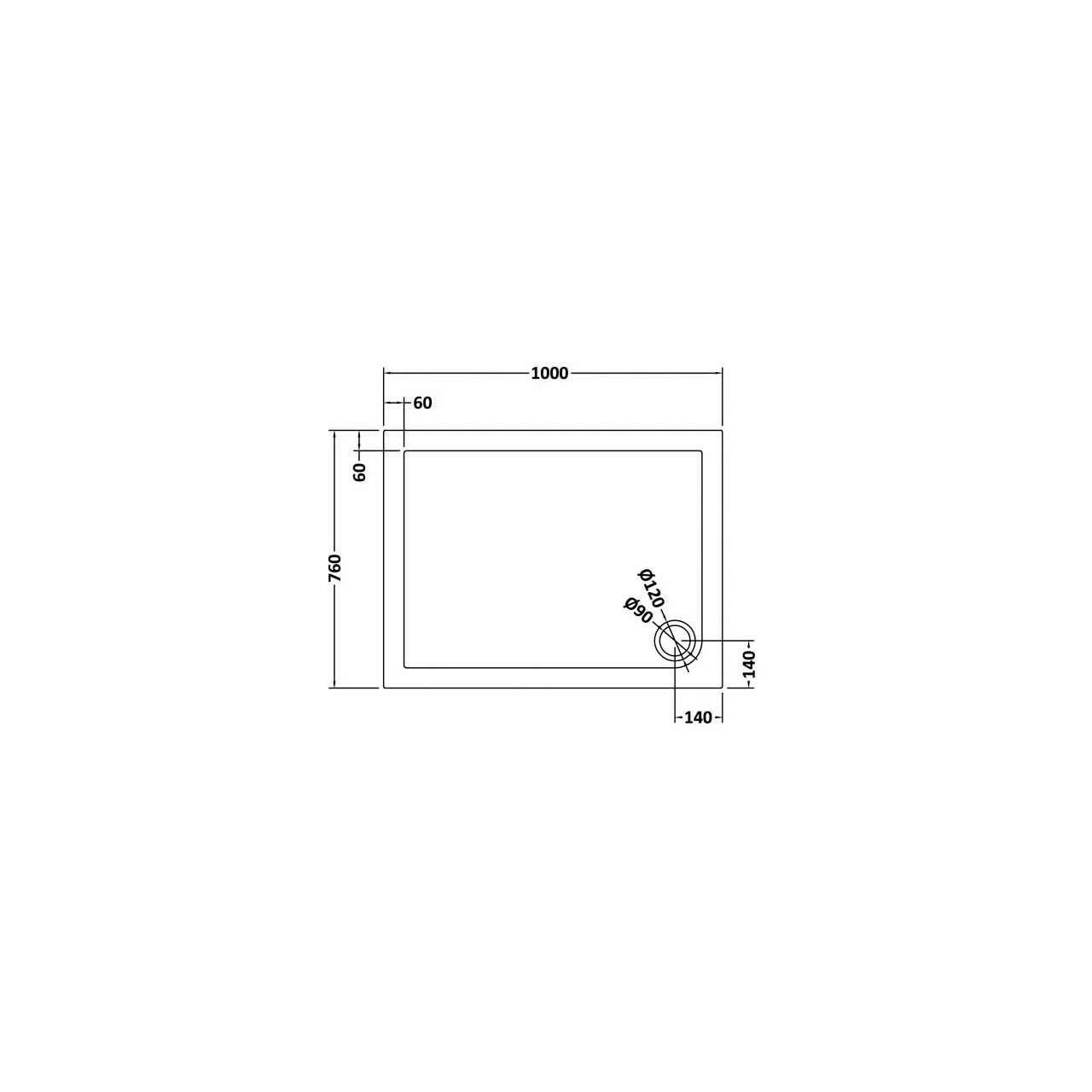 Hudson Reed Slate Grey 1000mm X 760mm Rectangular Shower Tray With Corner Waste - TR71012 4 Hudson Reed Slate Grey 1000mm X 760mm Rectangular Shower Tray With Corner Waste - TR71012 - Image 2
