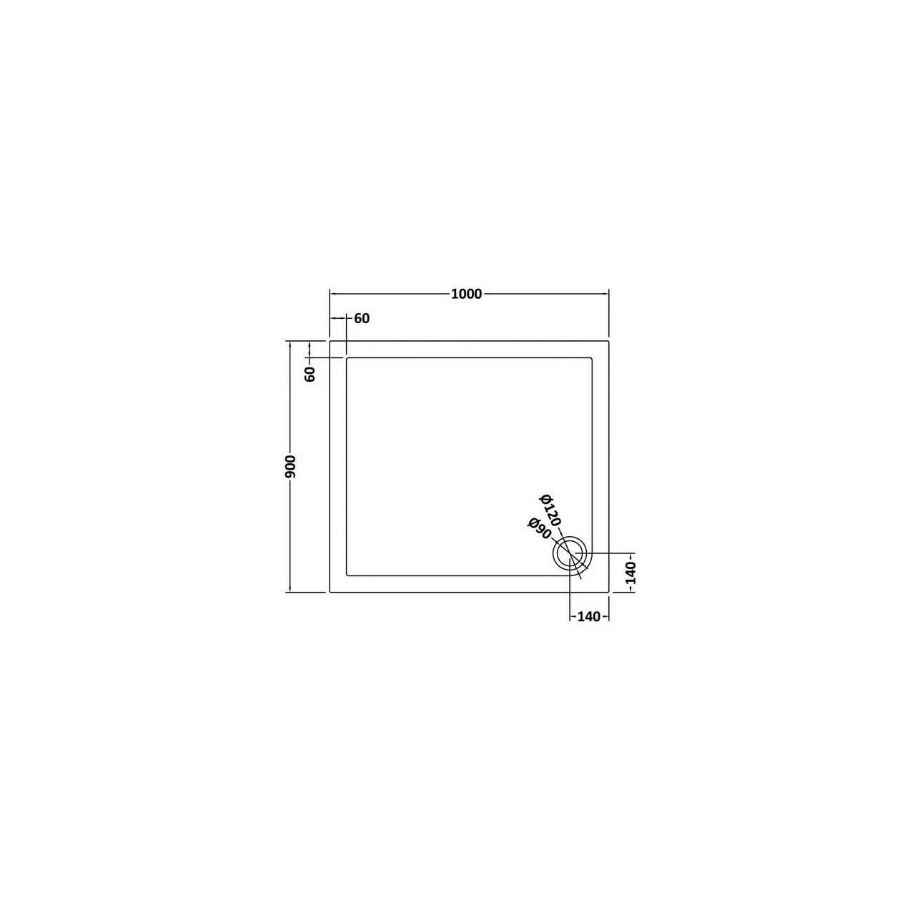 Hudson Reed Slate Grey 1000mm X 900mm Rectangular Shower Tray With Corner Waste - TR71014 4 Hudson Reed Slate Grey 1000mm X 900mm Rectangular Shower Tray With Corner Waste - TR71014 - Image 2