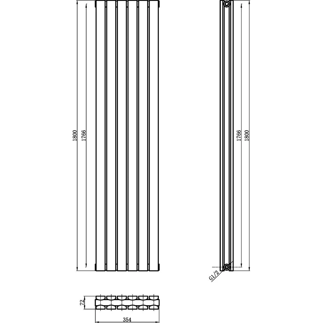 Hudson Reed Sloane Double Panel Radiator 1800mm X 354mm - HLW44 8 Hudson Reed Sloane Double Panel Radiator 1800mm X 354mm - HLW44 - Image 6