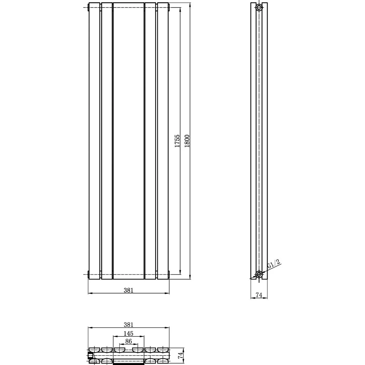 Hudson Reed Sloane Double Panel Radiator Mirror 1800mm X 381mm - HLW64 5 Hudson Reed Sloane Double Panel Radiator Mirror 1800mm X 381mm - HLW64 - Image 3