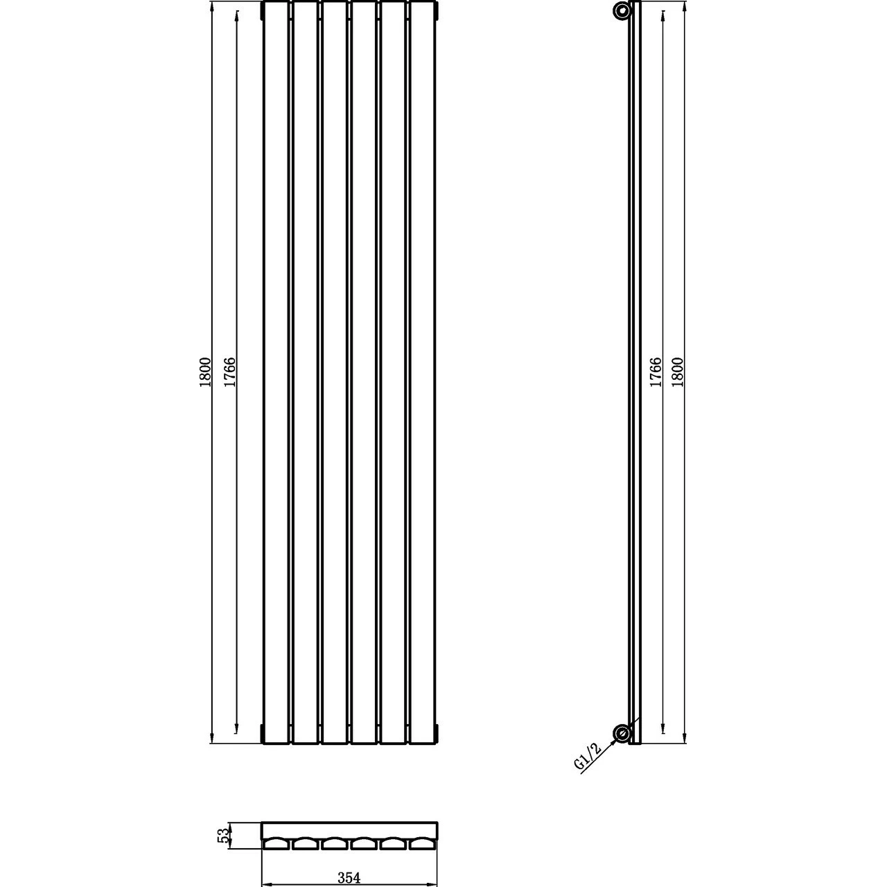 Hudson Reed Sloane Single Panel Radiator 1800mm X 354mm - HLW42 8 Hudson Reed Sloane Single Panel Radiator 1800mm X 354mm - HLW42 - Image 6