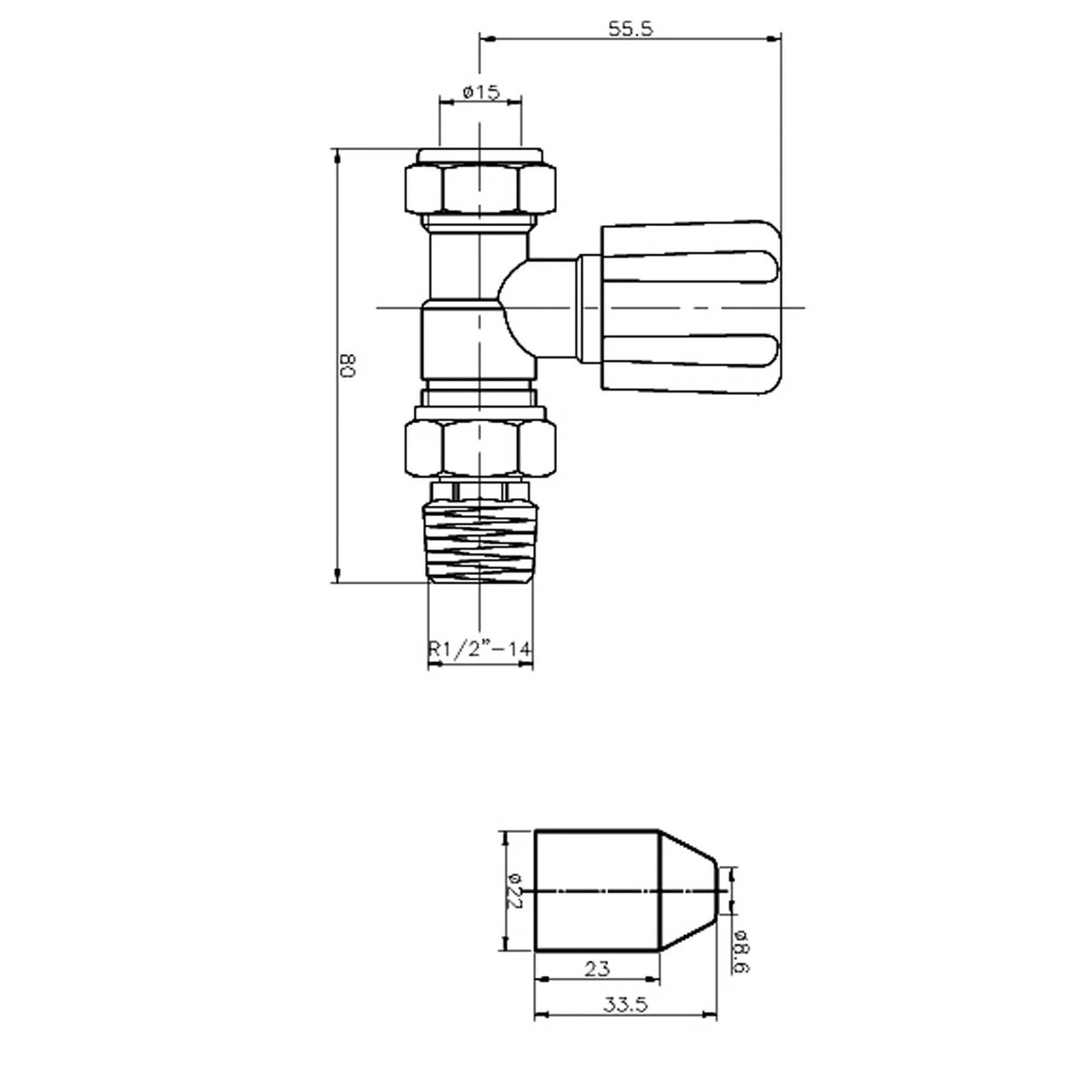 Hudson Reed Straight Radiator Valves (Straight) - RV004 6 Hudson Reed Straight Radiator Valves (Straight) - RV004 - Image 4
