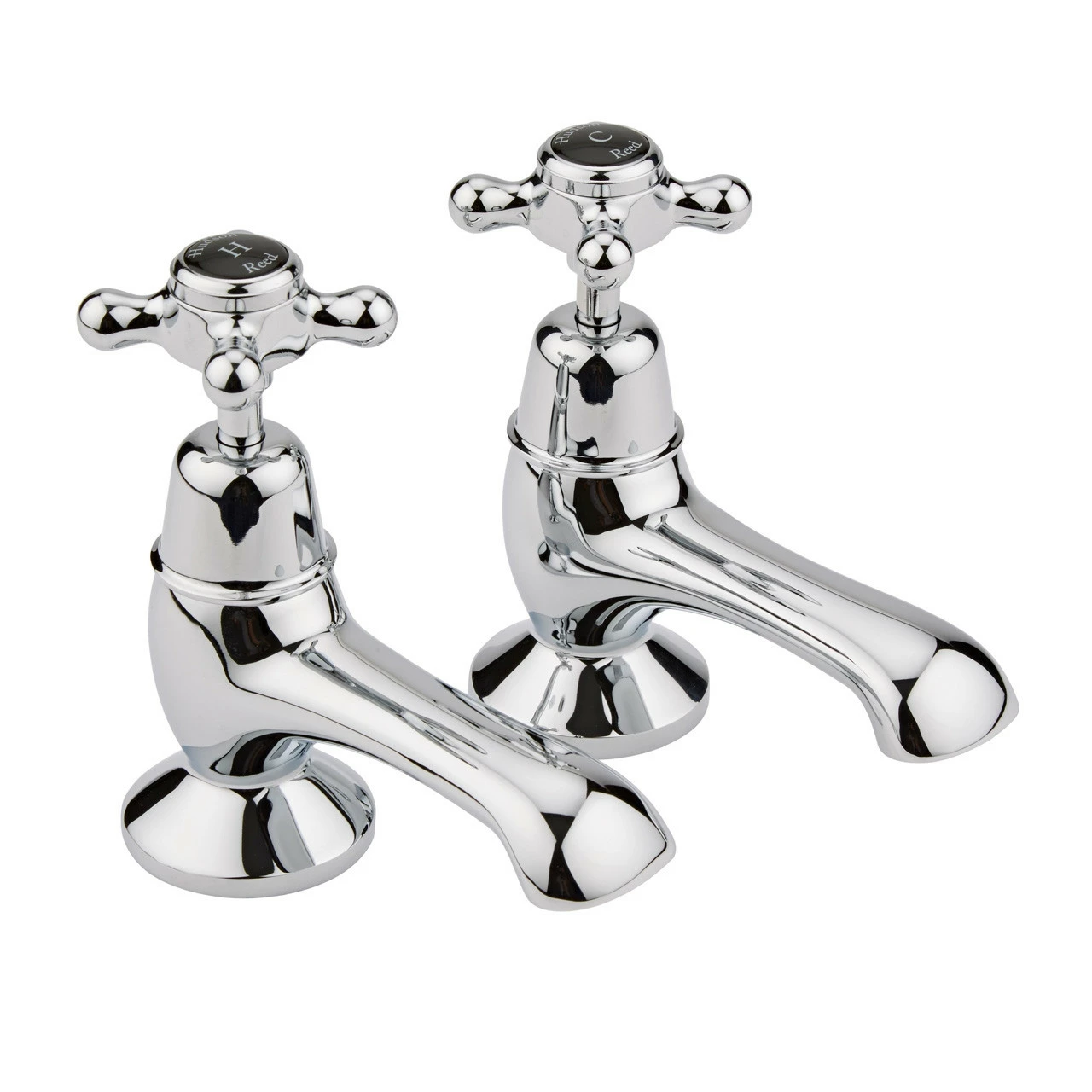 Hudson Reed Topaz Black Crosshead Bath Taps With Dome Collar - BC402DX