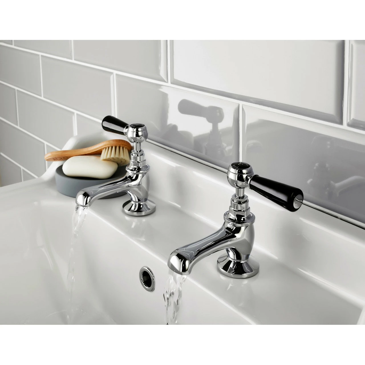 Hudson Reed Topaz Black Lever Basin Taps With Hex Collar - BC401HL 4 Hudson Reed Topaz Black Lever Basin Taps With Hex Collar - BC401HL - Image 2