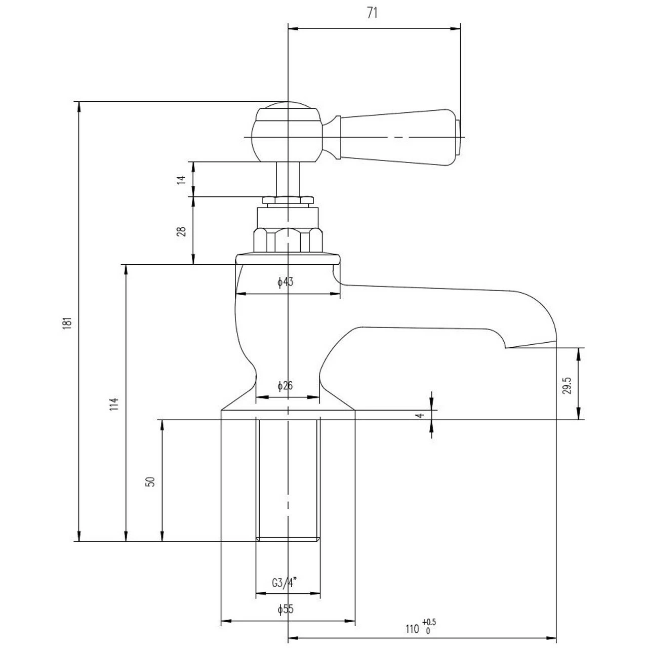 Hudson Reed Topaz Lever Bath Taps With Hex Collar - BC302HL 4 Hudson Reed Topaz Lever Bath Taps With Hex Collar - BC302HL - Image 2