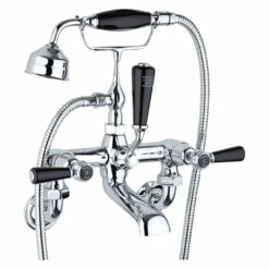 Hudson Reed Wall Mounted Topaz Black Lever Bath And Shower Mixer With Dome Collar - BC404DLWM