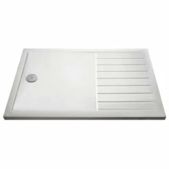 Hudson Reed White 1600mm X 800mm Rectangular Walk In Shower Tray With Centre Edge Waste - NTP1680