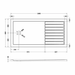 Hudson Reed White 1600mm X 800mm Rectangular Walk In Shower Tray With Centre Edge Waste - NTP1680 9 Hudson Reed White 1600mm X 800mm Rectangular Walk In Shower Tray With Centre Edge Waste - NTP1680 -Bathroom Products Sales Store hudson reed white 1600mm x 800mm rectangular walk in shower tray with centre edge waste ntp1680 four 28009.1652443569