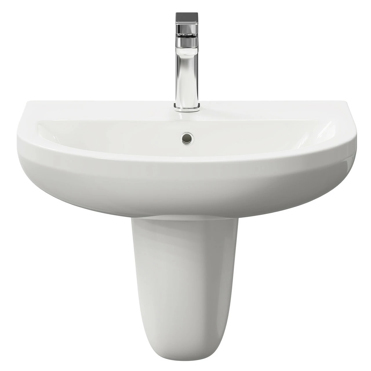 Ideal 560mm Basin With 1 Tap Hole And Semi Pedestal 4 Ideal 560mm Basin With 1 Tap Hole And Semi Pedestal - Image 2