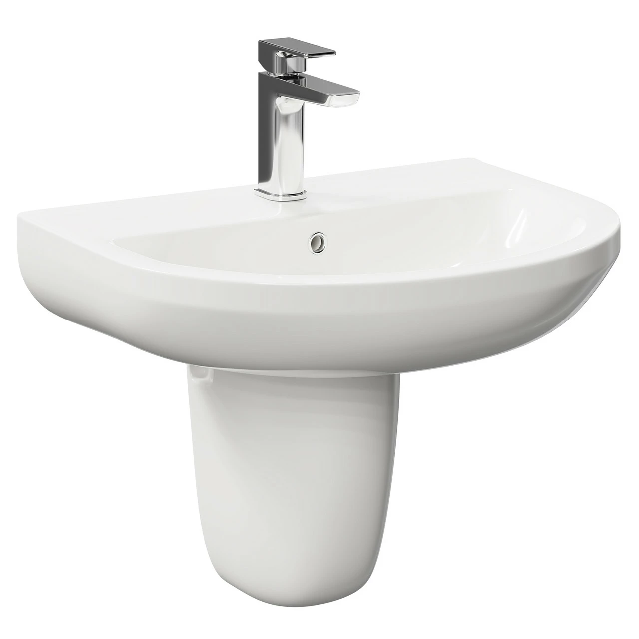 Ideal 560mm Basin With 1 Tap Hole And Semi Pedestal 5 Ideal 560mm Basin With 1 Tap Hole And Semi Pedestal - Image 3