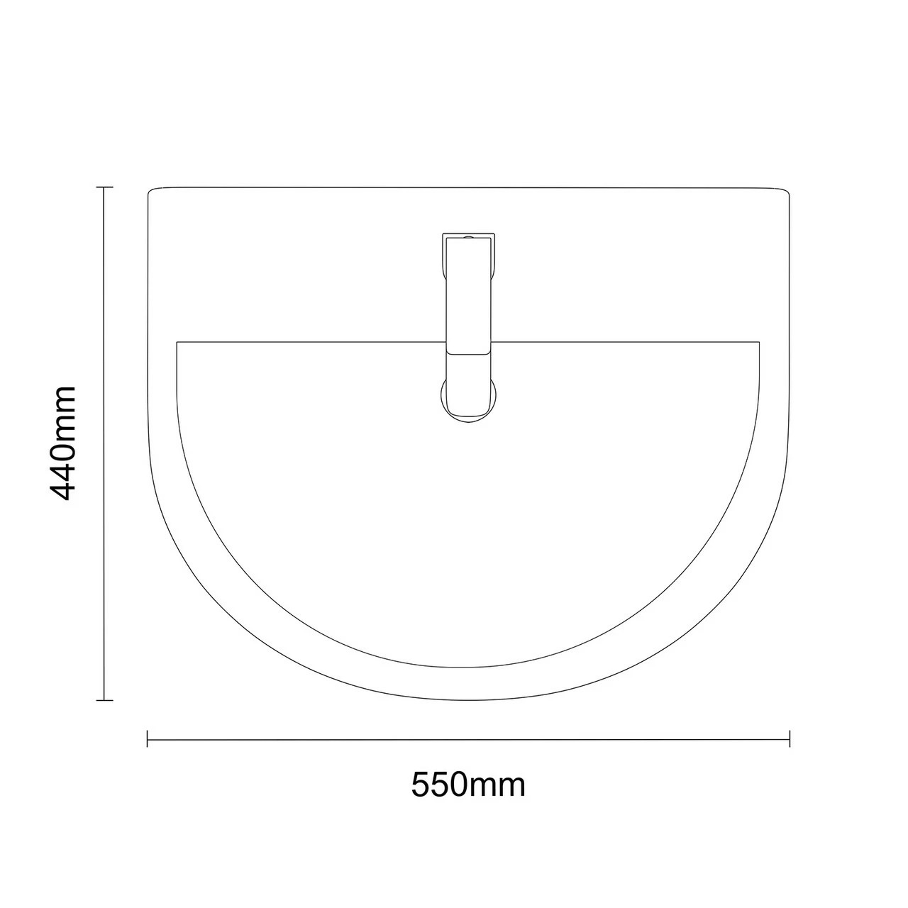 Ideal 560mm Basin With 1 Tap Hole And Semi Pedestal 8 Ideal 560mm Basin With 1 Tap Hole And Semi Pedestal - Image 6