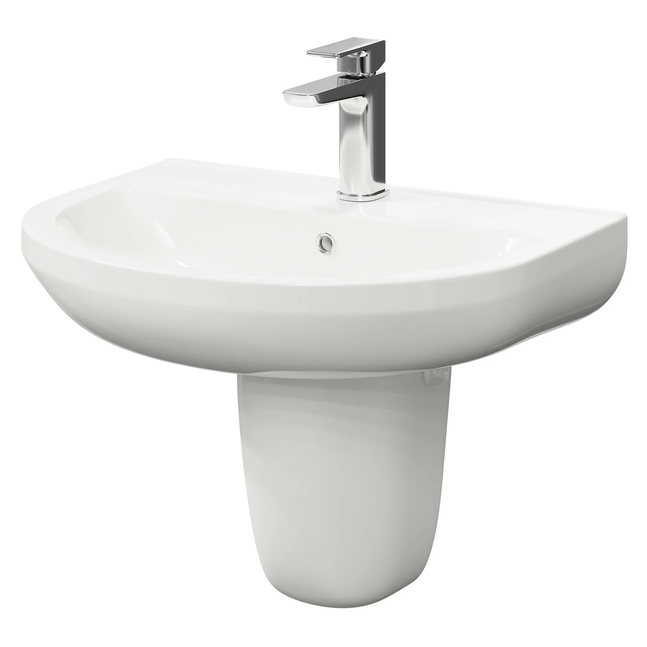 Ideal 560mm Basin With 1 Tap Hole And Semi Pedestal 3 Ideal 560mm Basin With 1 Tap Hole And Semi Pedestal