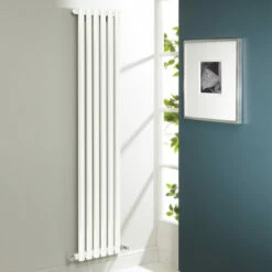 Kartell Aspen White 1800mm X 430mm Single Panel Designer Vertical Radiator - ASP18-43VSW