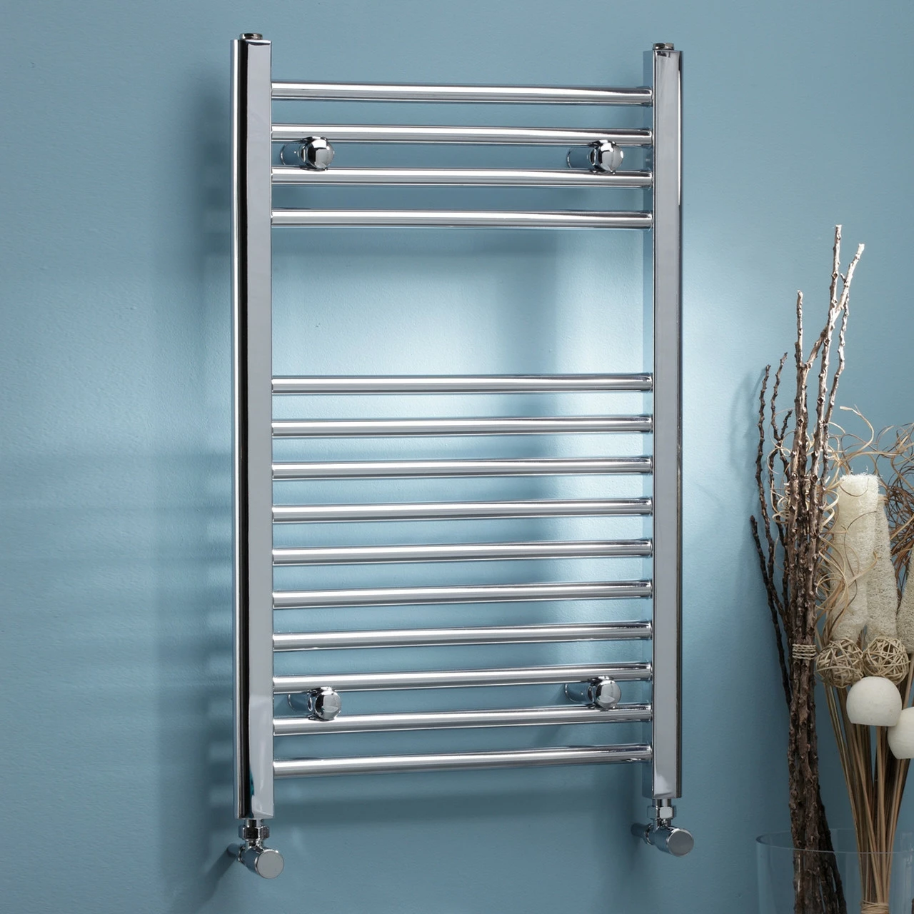 Kartell Chrome 800mm X 600mm Straight 22mm Towel Rail - STR608C