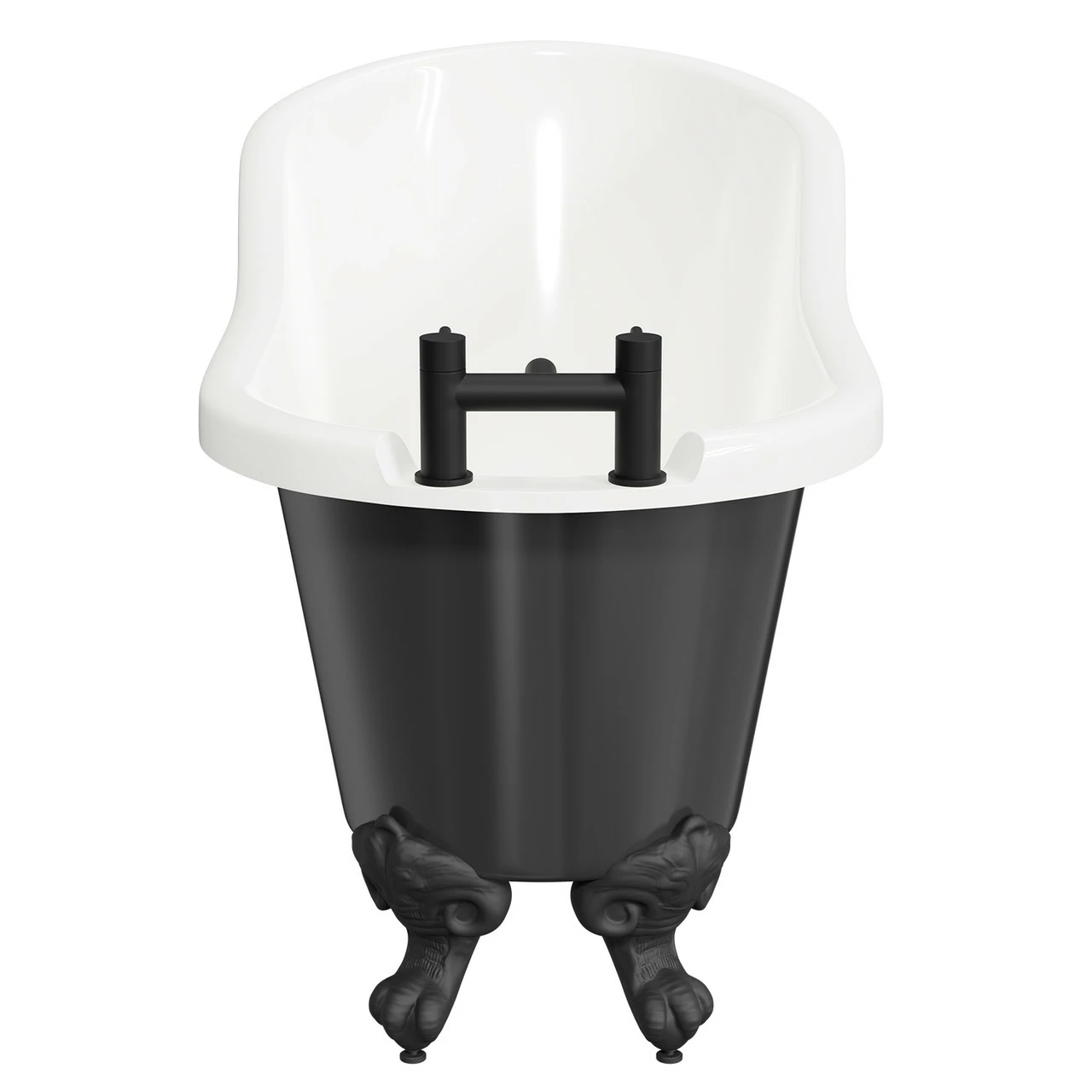 Kensington Black 1550mm X 720mm Single Ended Freestanding Slipper Bath With Matt Black Claw Feet - Image 4