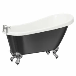 Kensington Black 1550mm X 720mm Single Ended Freestanding Slipper Bath With Polished Chrome Claw Feet -Bathroom Products Sales Store kensington black 1550mm x 720mm single ended freestanding slipper bath with polished chrome claw feet left 94304.1667579126