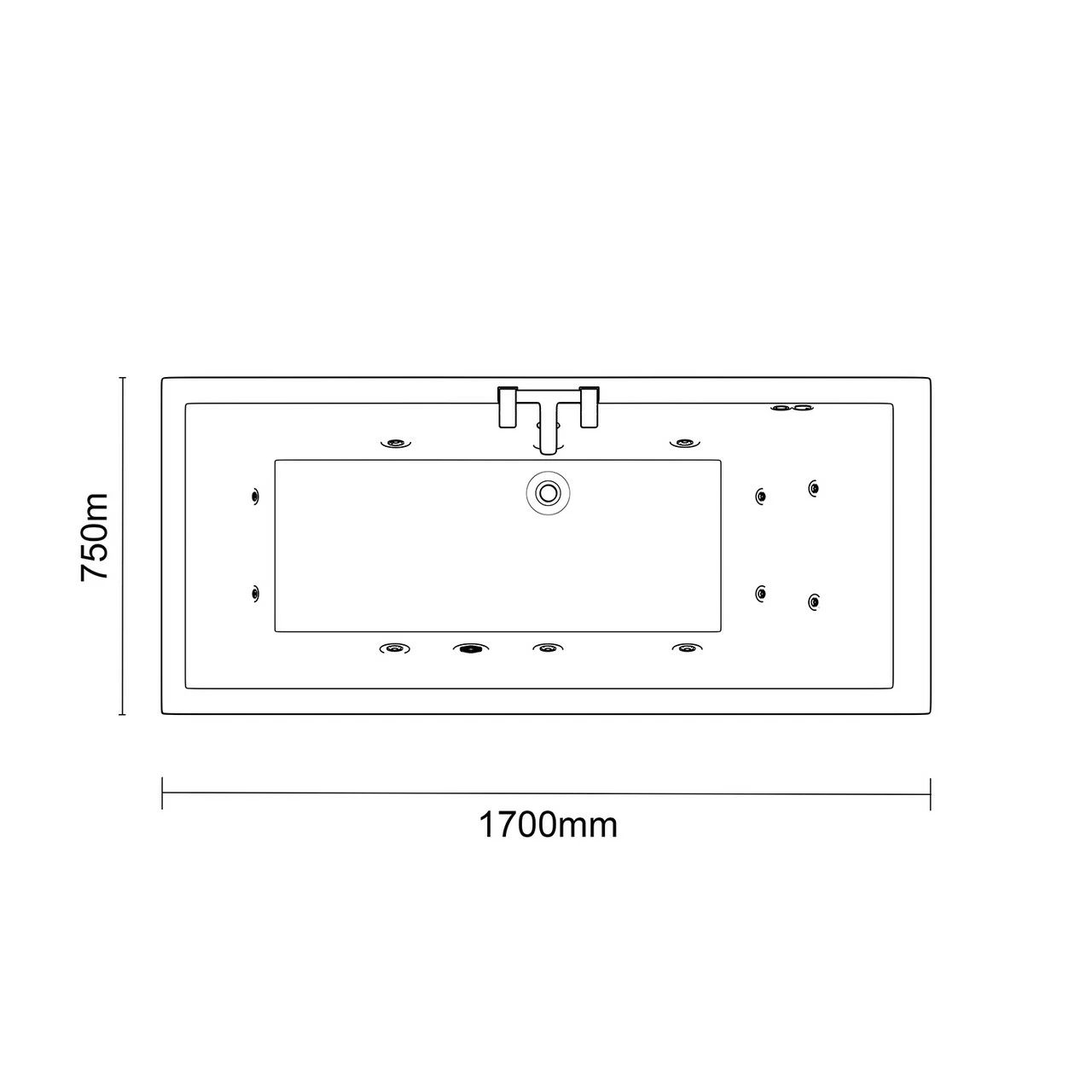 Legend 1700mm X 750mm Left Hand 12 Jet Chrome Flat Jet Single Ended Whirlpool Bath 8 Legend 1700mm X 750mm Left Hand 12 Jet Chrome Flat Jet Single Ended Whirlpool Bath - Image 6
