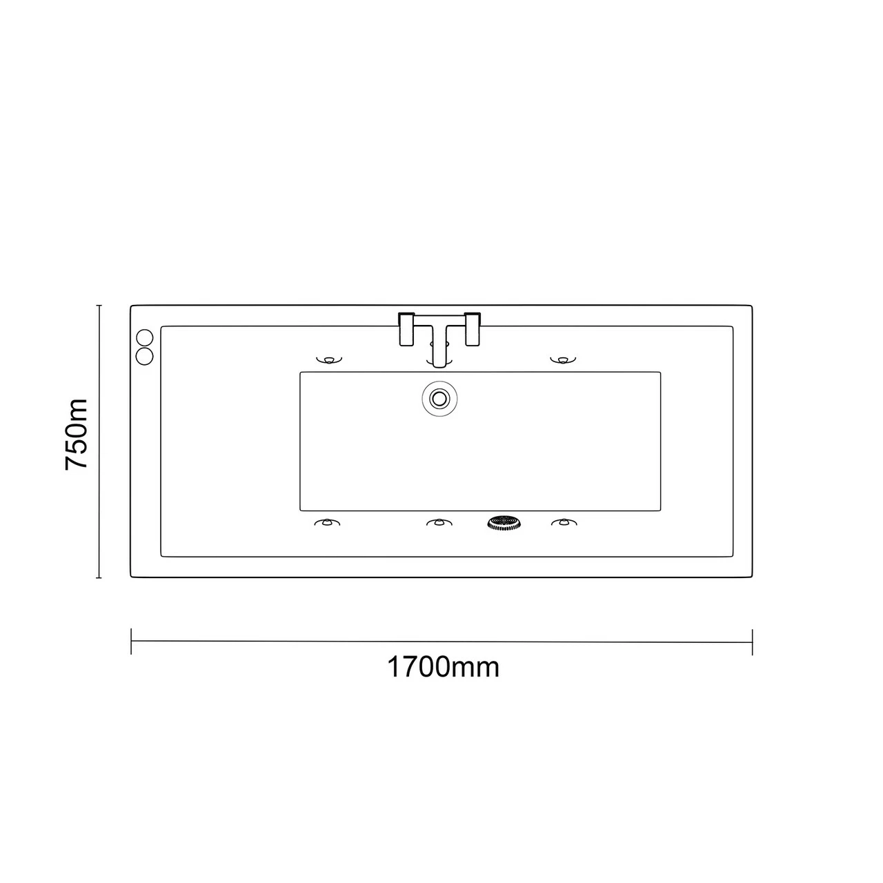 Legend 1700mm X 750mm Right Hand 6 Jet Chrome V-Tec Single Ended Whirlpool Bath 8 Legend 1700mm X 750mm Right Hand 6 Jet Chrome V-Tec Single Ended Whirlpool Bath - Image 6